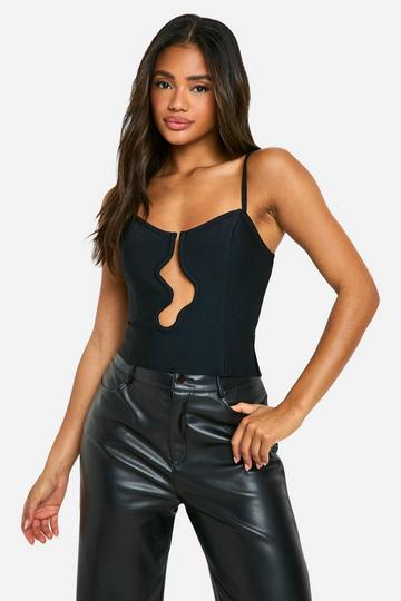 Bandage Wave Cut Out Corset Top black