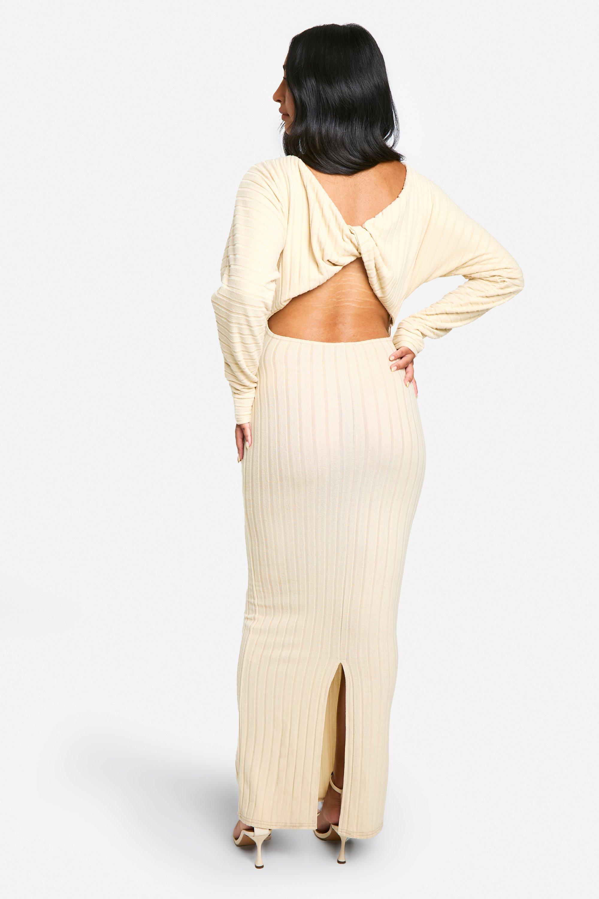 Emily Shak Maternity Textured Twist Back Detail Maxi Dress