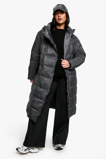 Maternity Pre & Postpartum 3 In 1 Puffer Coat With Extender charcoal