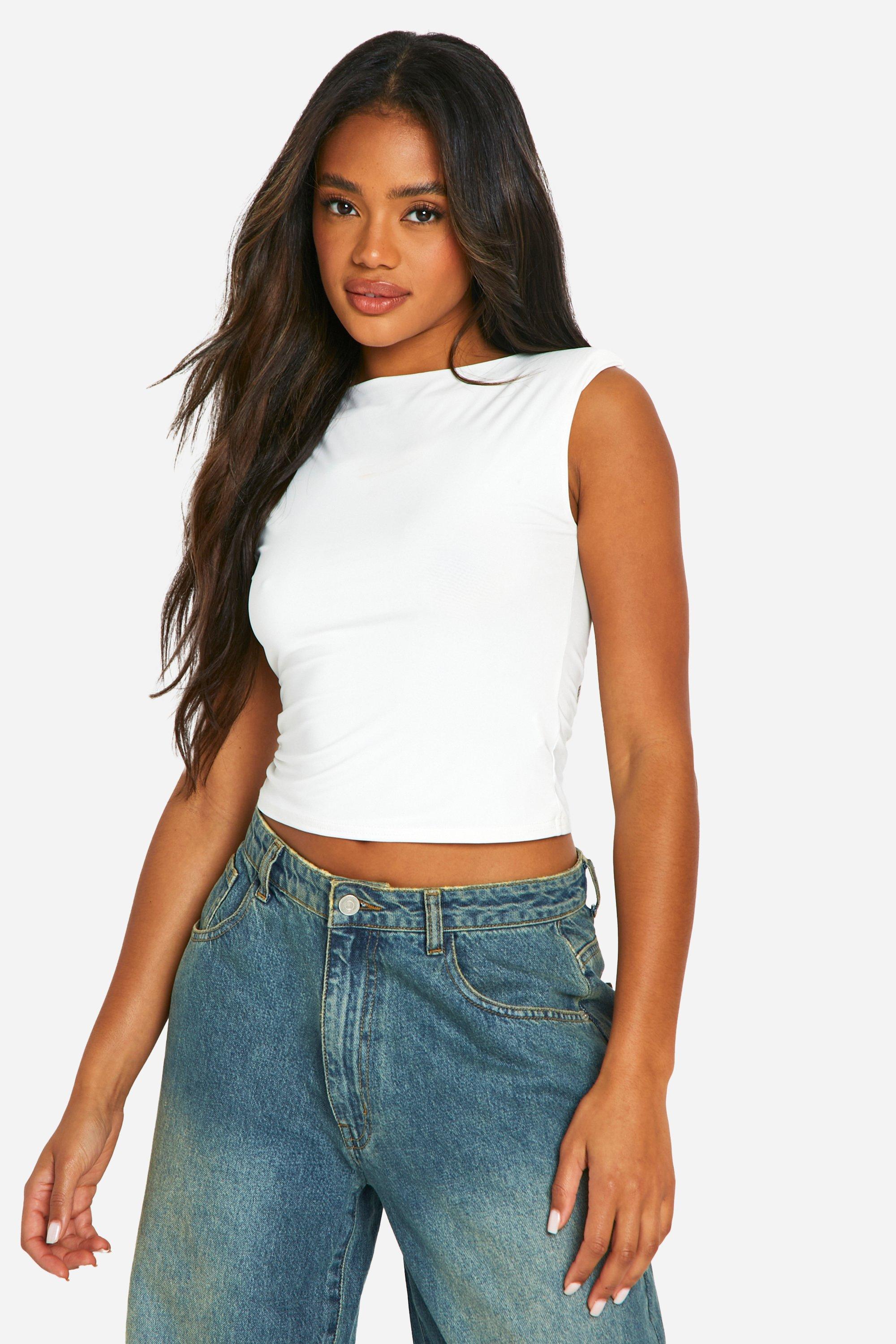White shoulder pad top hotsell