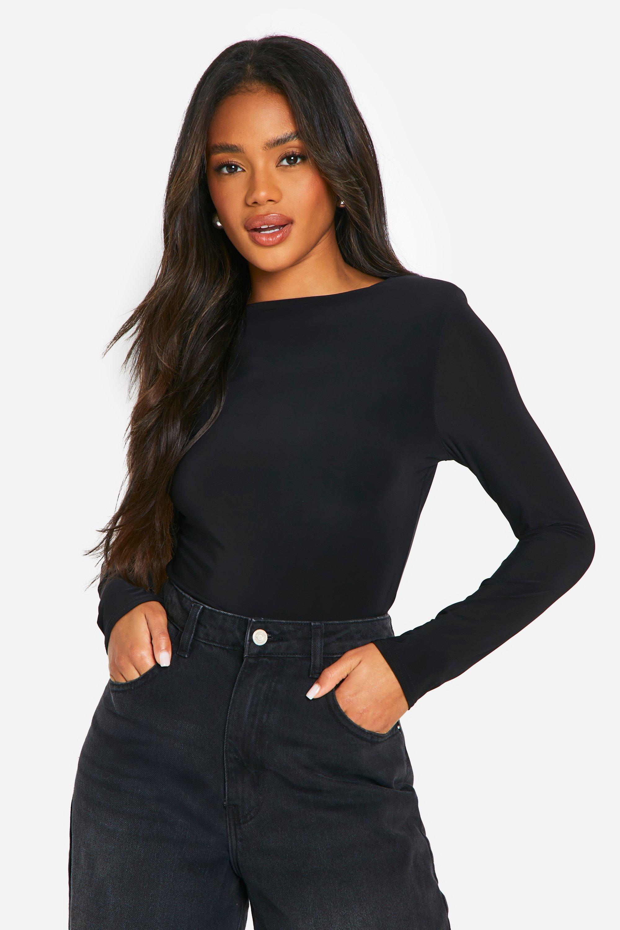 Slinky Shoulder Pad Long Sleeve Top