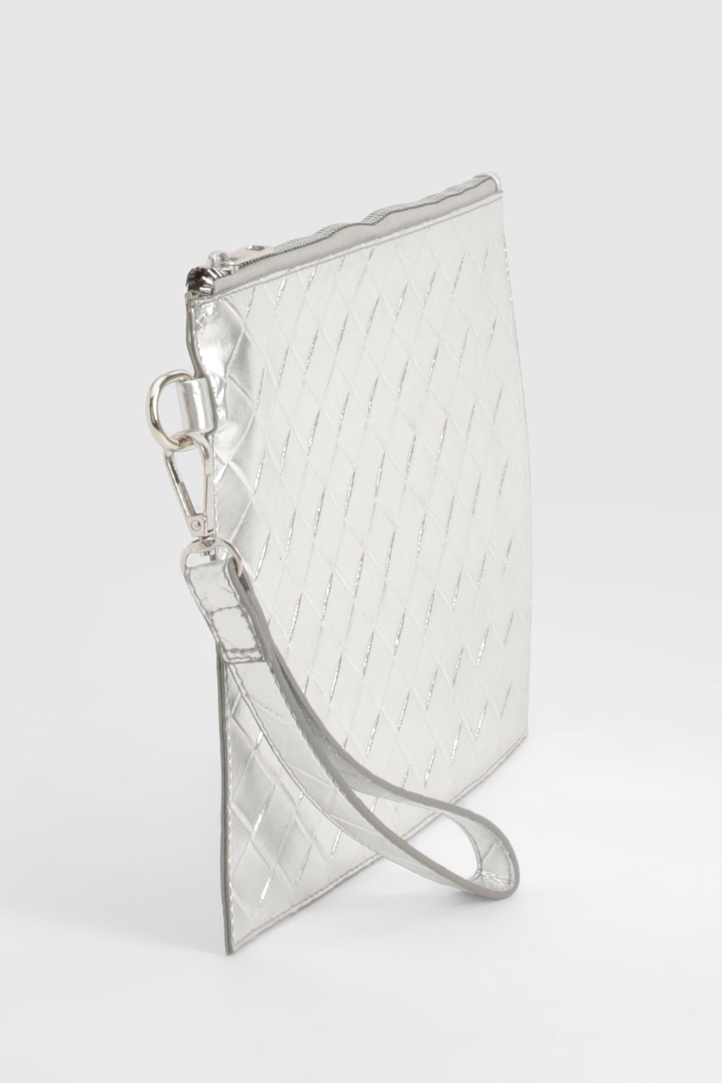 Metallic Woven Clutch Bag boohoo
