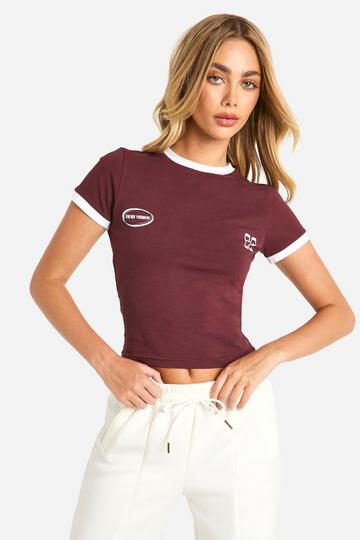 82 Sport Printed Jersey Ringer T-shirt burgundy