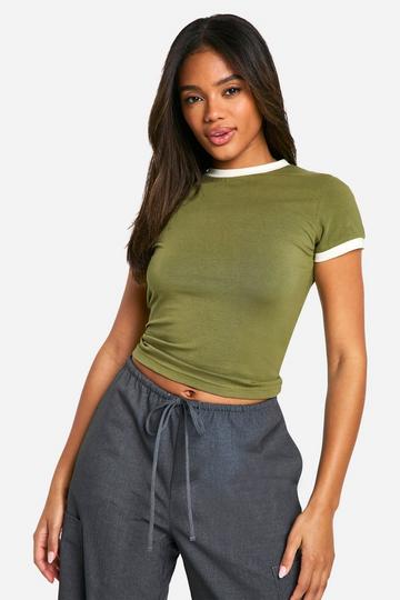 Basic Jersey Ringer T-shirt khaki