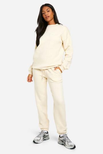 Tall Dsgn Studio Embroidered Tracksuit cream