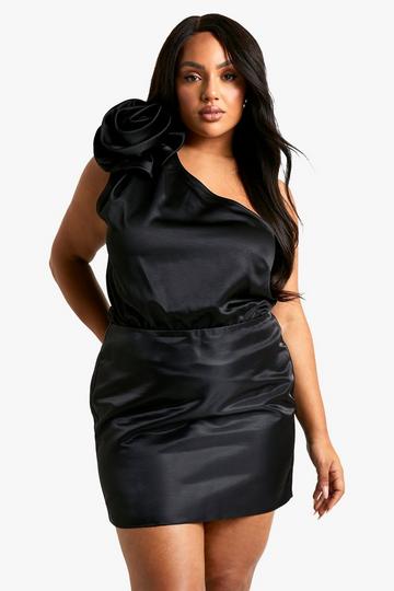 Plus Corsage Shoulder Bodysuit black