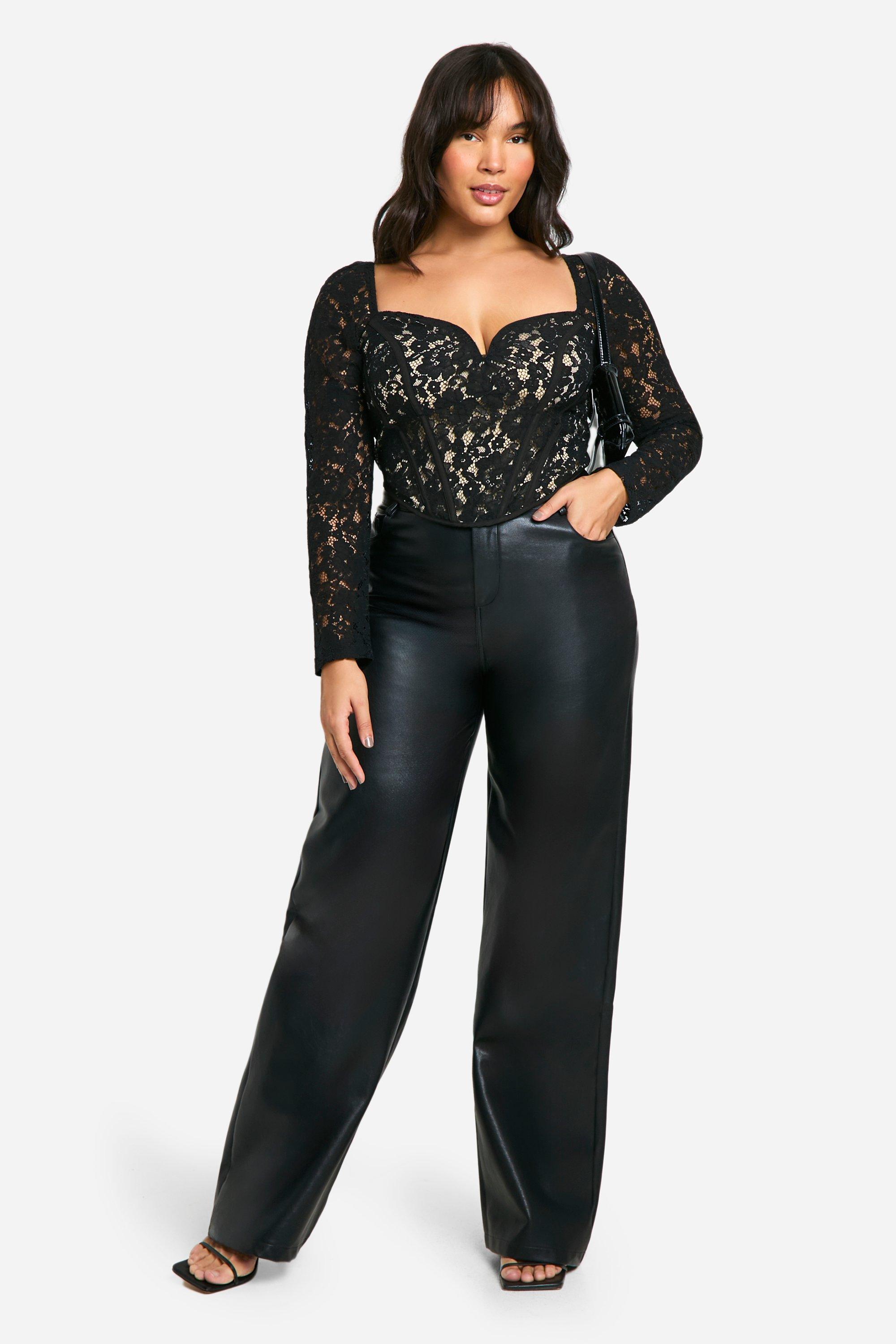 Plus size long sleeve lace top sale
