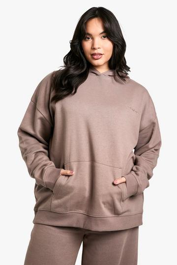 Plus Dsgn Studio Embroidered Oversized Hoodie mocha