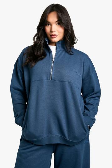 Dsgn Studio Embroidered Half Zip Oversized Sweatshirt petrol