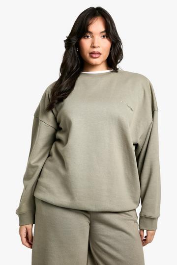 Plus Dsgn Studio Embroidered Oversized Sweatshirt khaki