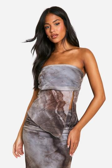 Tall Abstract Mesh Bandeau grey