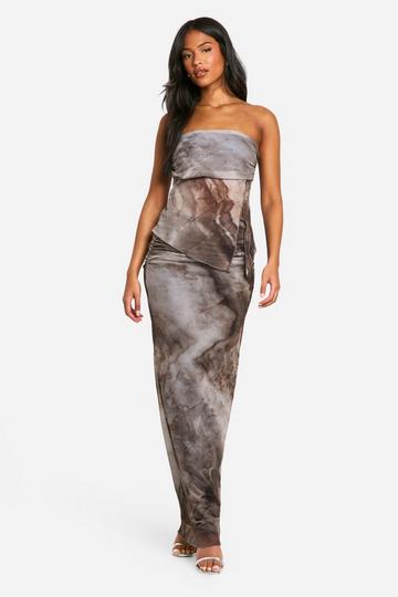 Grey Tall Abstract Maxi Skirt