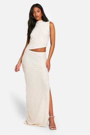 Tall Textured Maxi Skirt stone