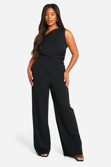 Plus Asymmetric Top & Trouser Co Ord black