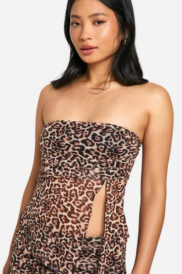 Petite Leopard Mesh Bandeau tan