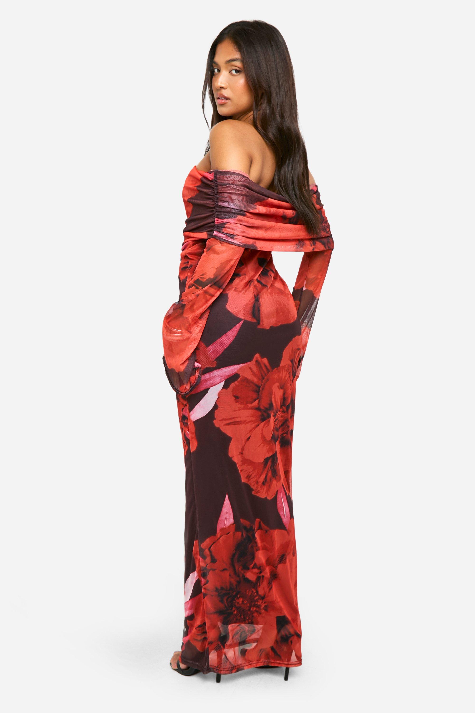 Petite red floral dress hotsell