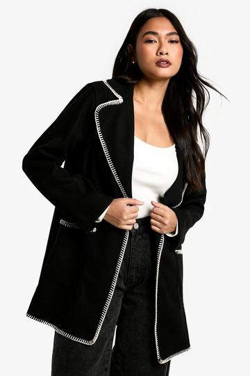 Blanket Stitch Wool Look Jacket black