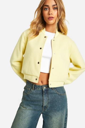 Textured Wool Look Bomber Jacket butter