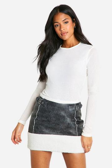 Tall Faux Leather Aviator Mini Skirt charcoal