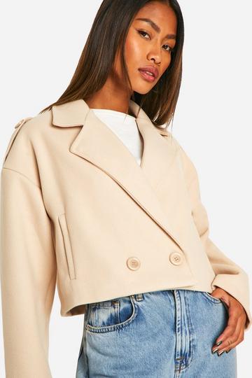 Cropped Wool Look Jacket stone