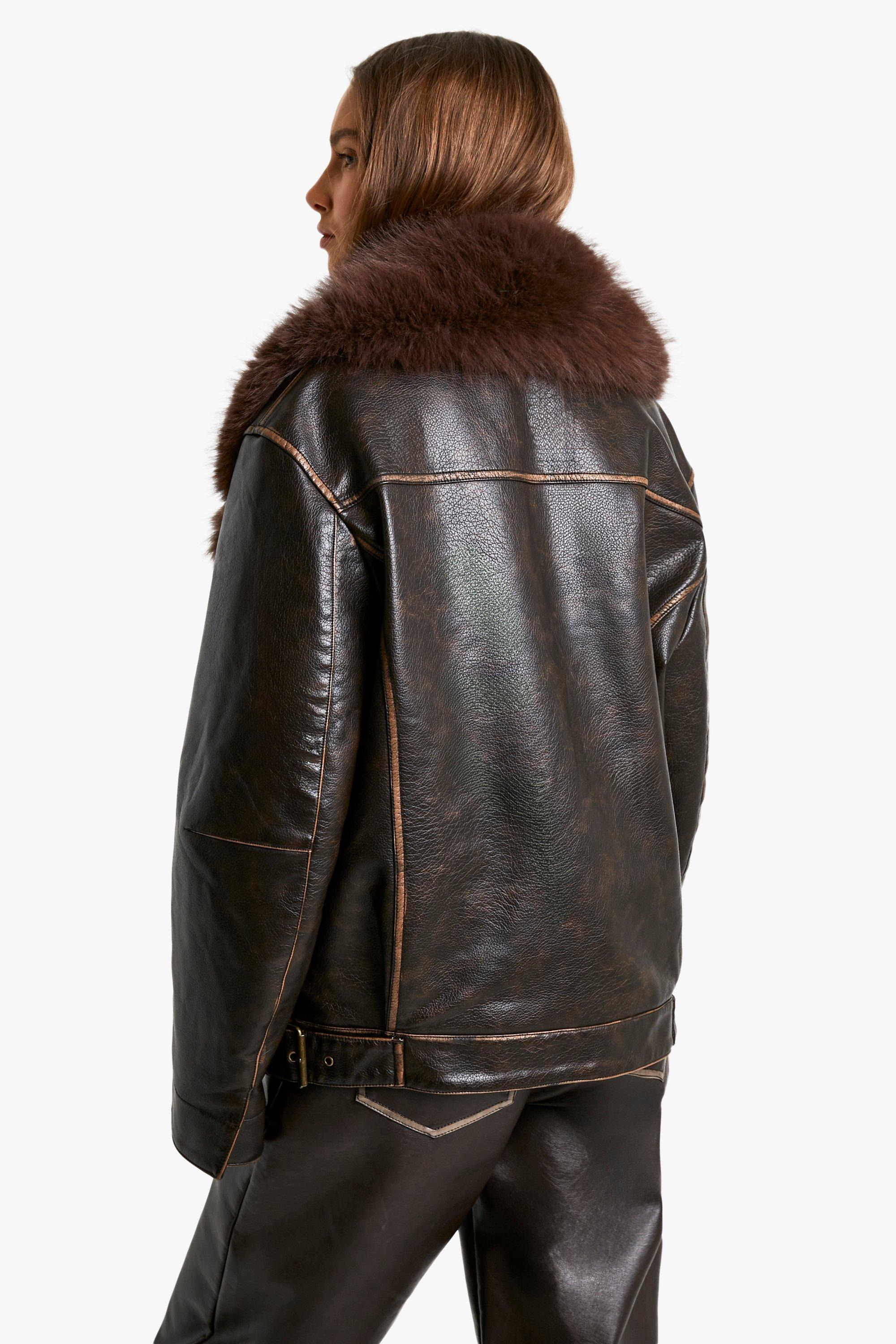 Faux Fur Trim Vintage Look Jacket | boohoo USA Faux Fur Trim Vintage Look Jacket | boohoo USA