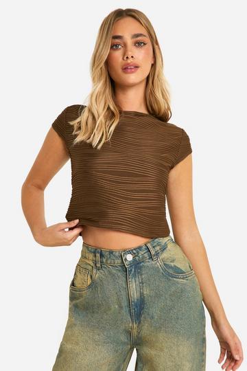 Textured Cap Sleeve Baby Tee chocolate