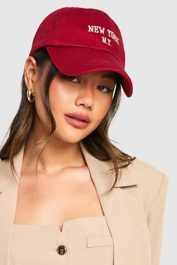 New York Embroidered Baseball Cap red