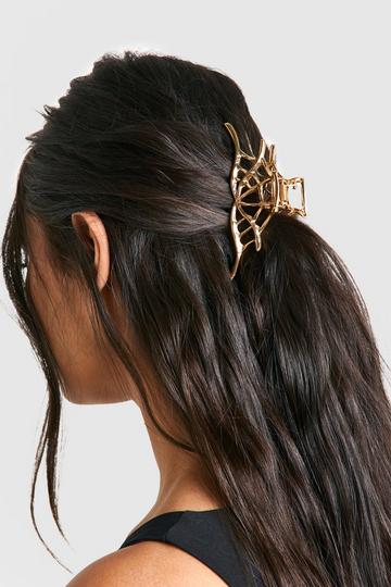 Gold Metallic Halloween Spider Web Hair Clip