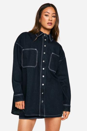 Tall Contrast Stitch Indigo Overshirt indigo