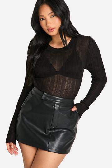 Petite Faux Leather Mini Skirt black