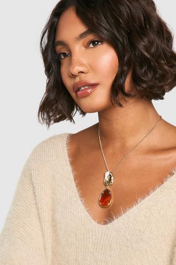 Tortoise Shell Pendant Necklace gold