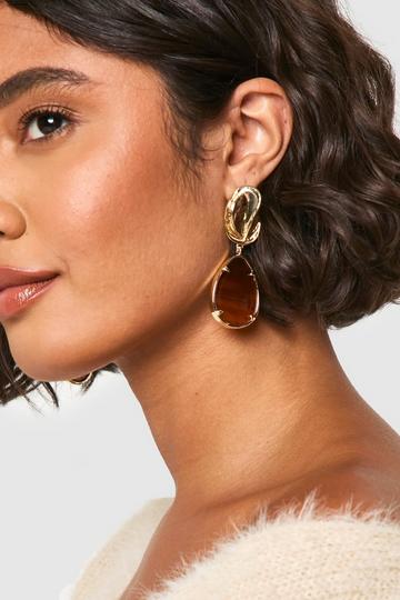 Tortoise Shell Pendant Drop Earrings gold