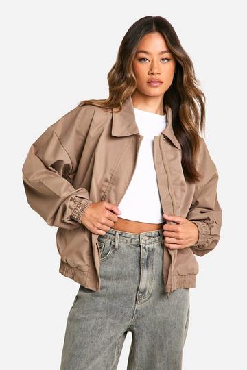 Tall Oversized Bomber Jacket camel