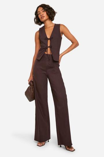 Tall Pinstripe Wide leg Trouser chocolate