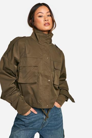 Tall Cropped Utility Jacket olive