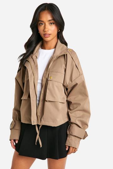 Petite Oversized Harrington Jacket stone