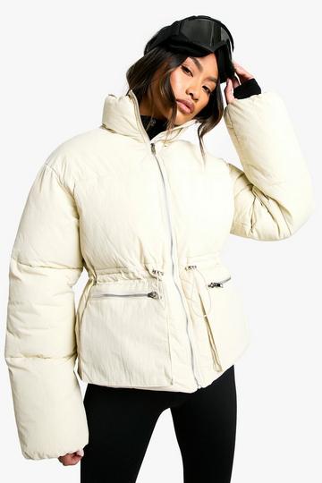 Ski Toggle Detail Puffer Jacket off white