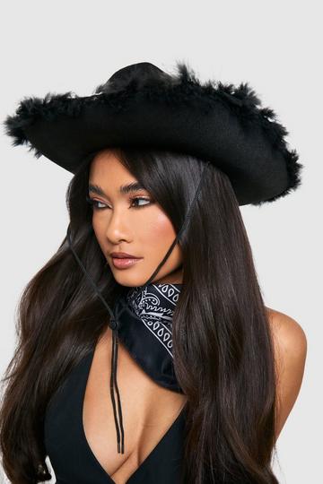 Halloween Fathered Cowboy Hat & Bandana Multipack black