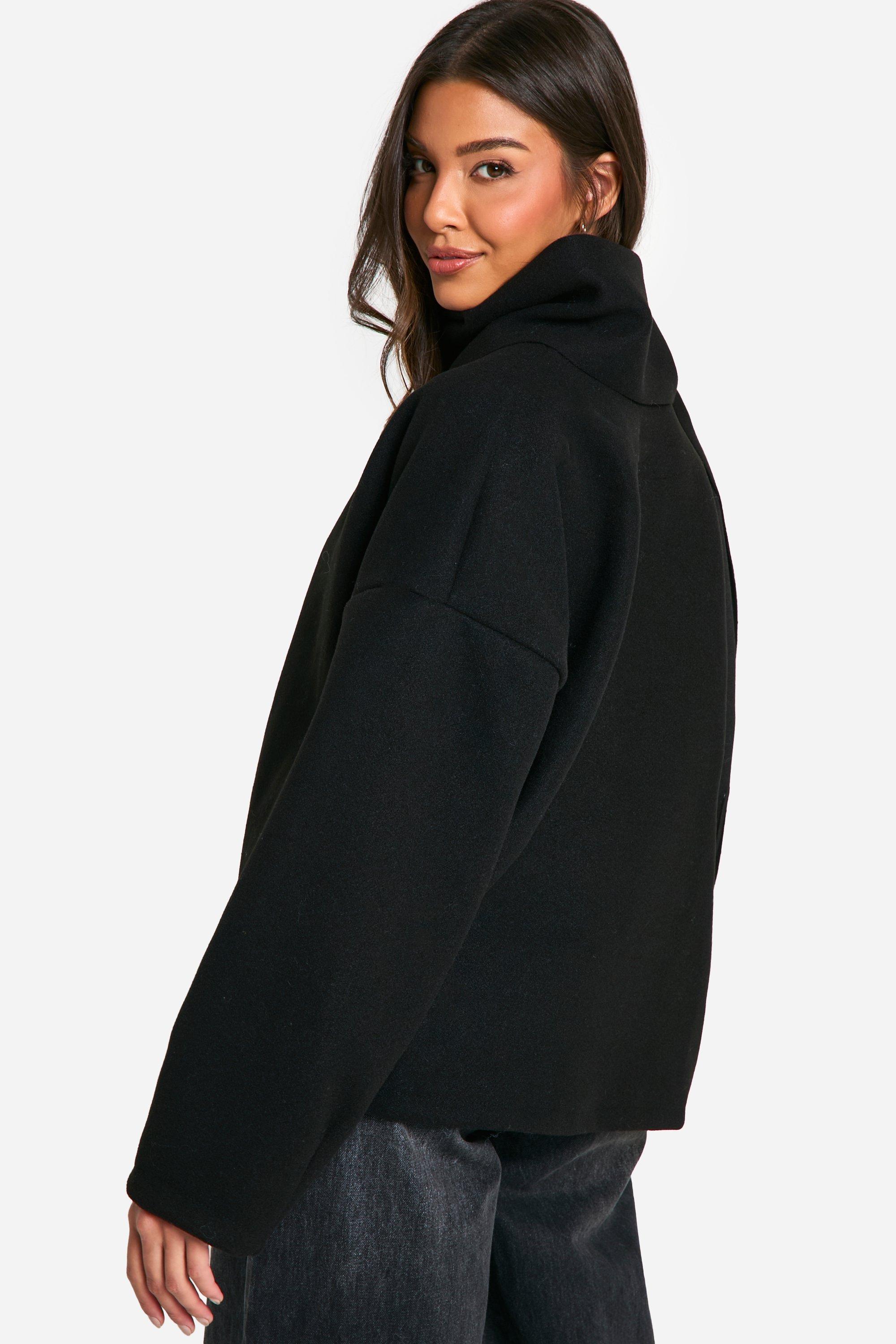 2 in 1 Wool Look Scarf Detail Jacket boohoo