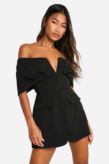 Overlay Playsuit Met Uitgesneden Hals black