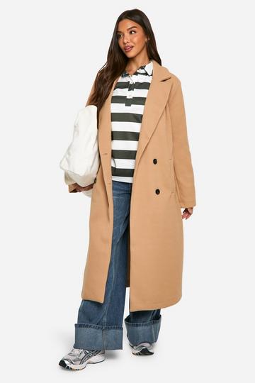 Oversized Shoulder Pad Wool Look Coat camel