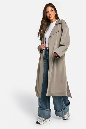 Trenchcoat Met Schouderpads En Ceintuur grey