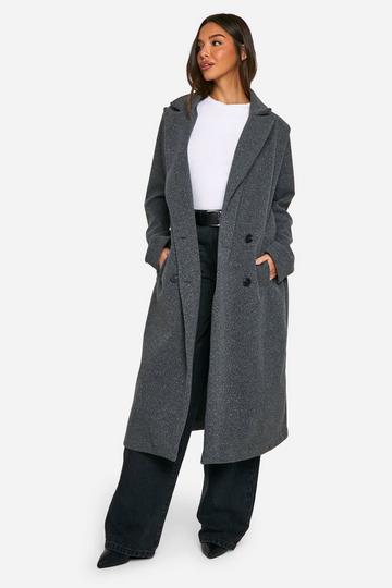 Oversized Shoulder Pad Wool Look Coat charcoal