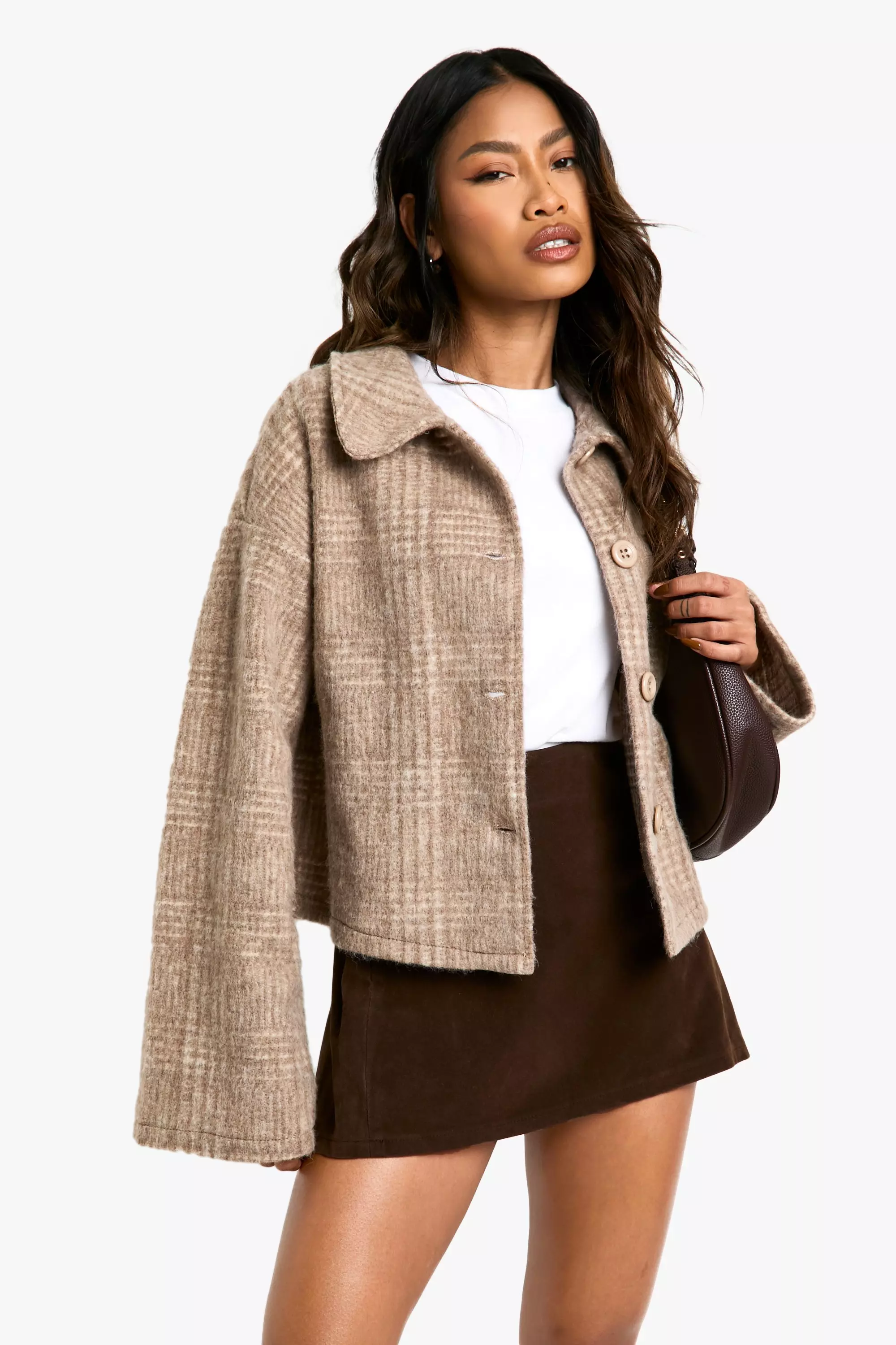 Stone Check Wool Look Collar Jacket alternative image