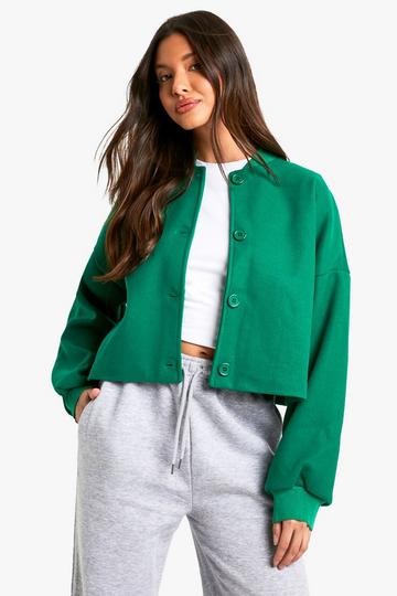 Green Wool Look Bomber Jacket