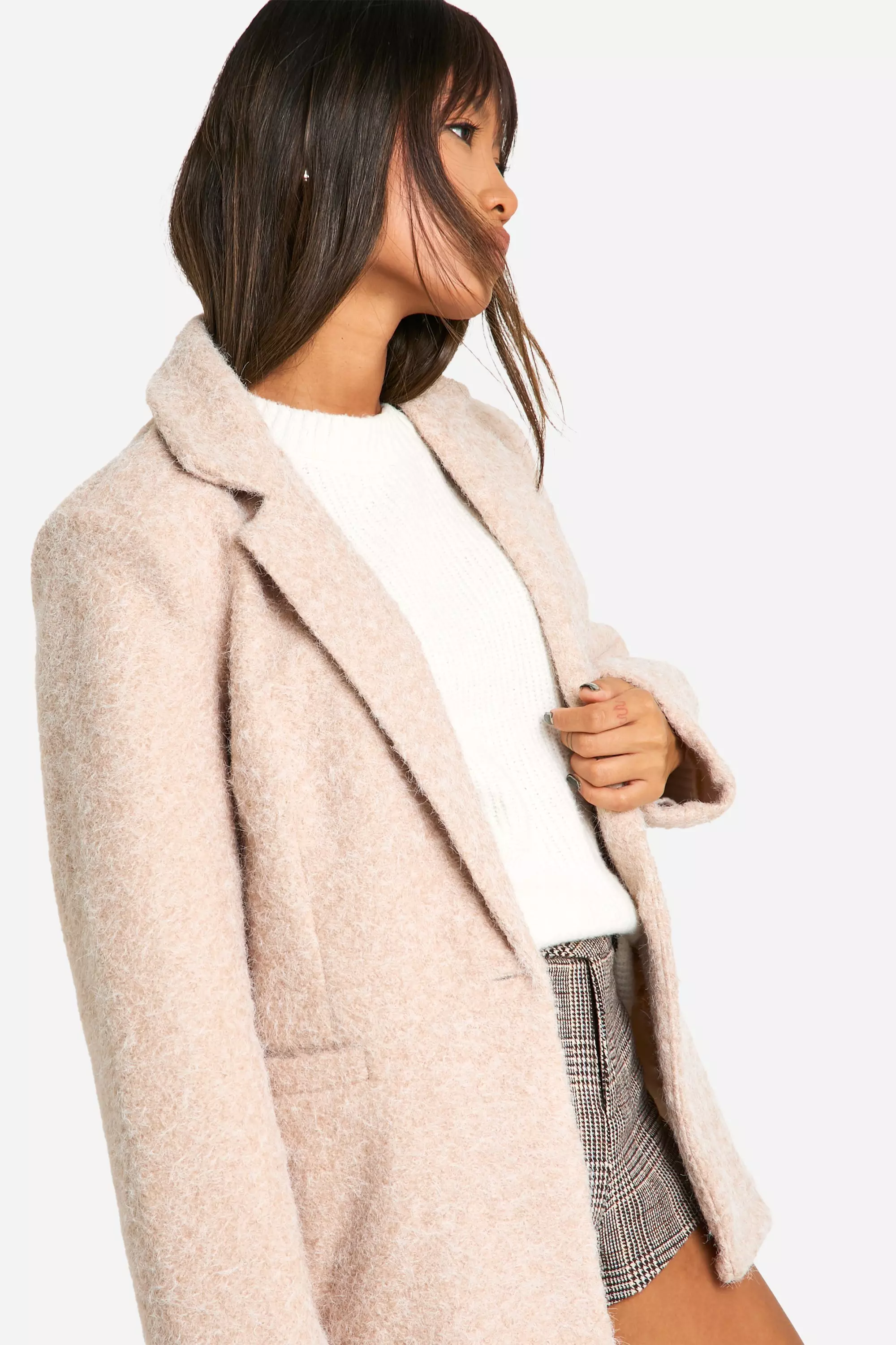 Stone Textured Wool Look Shoulder Pad Blazer alternative image