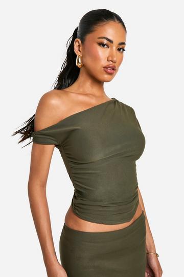 Zachte Mouwloze Top Met Asymmetrische Zoom khaki