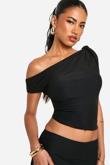 Soft Touch Sleeveless Asymmetric Hem Top black