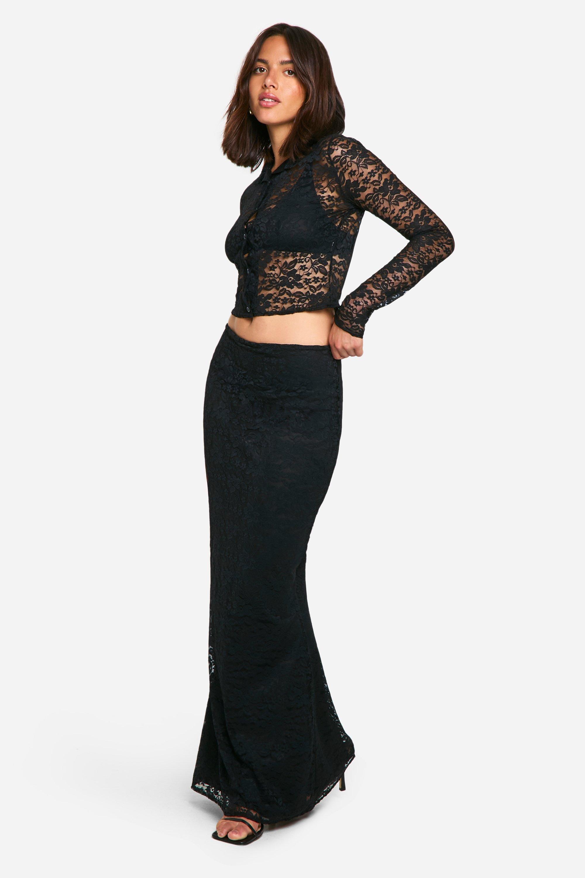 Black Lace Maxi Skirt 