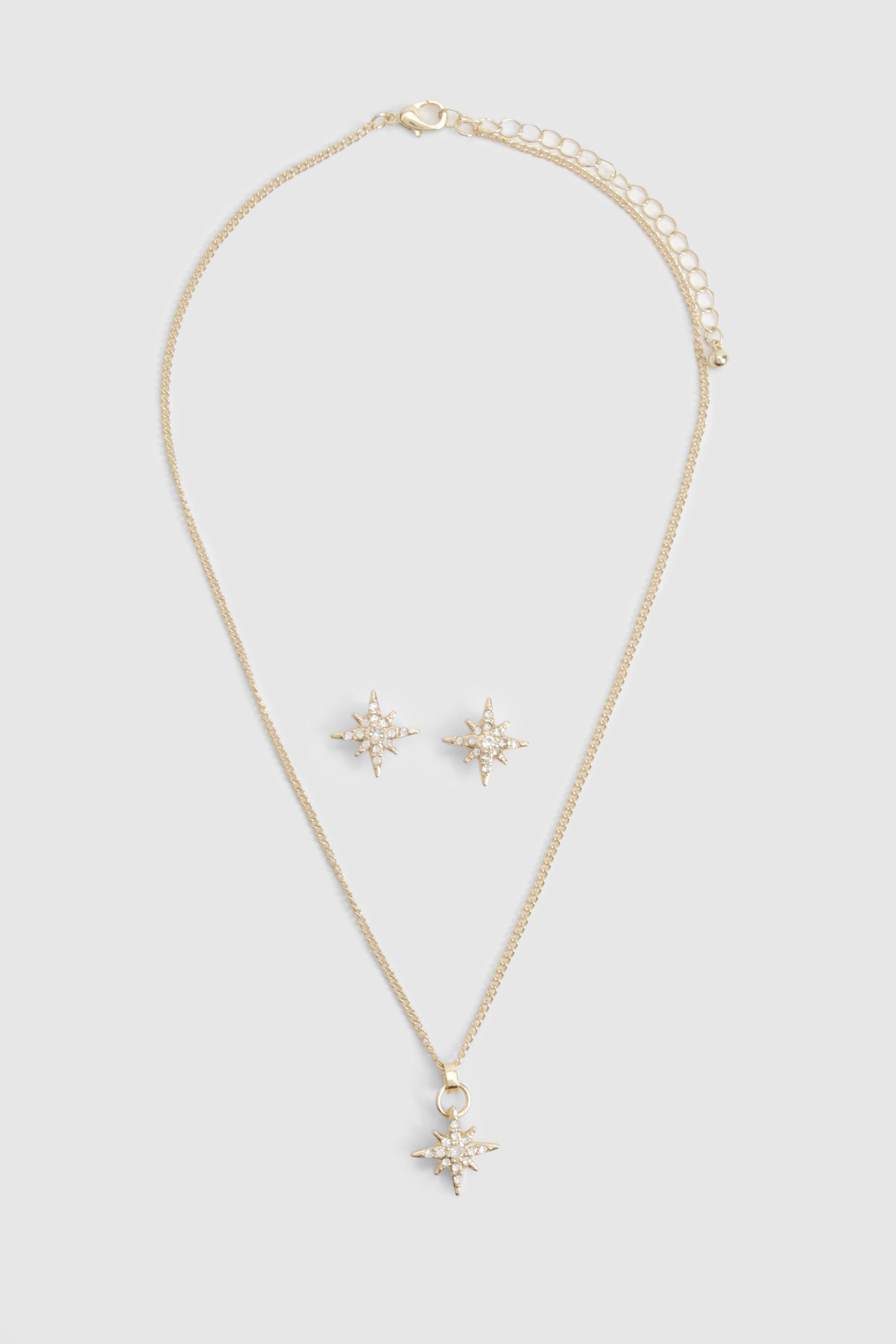 Diamante Mini Star Necklace and Earring Set